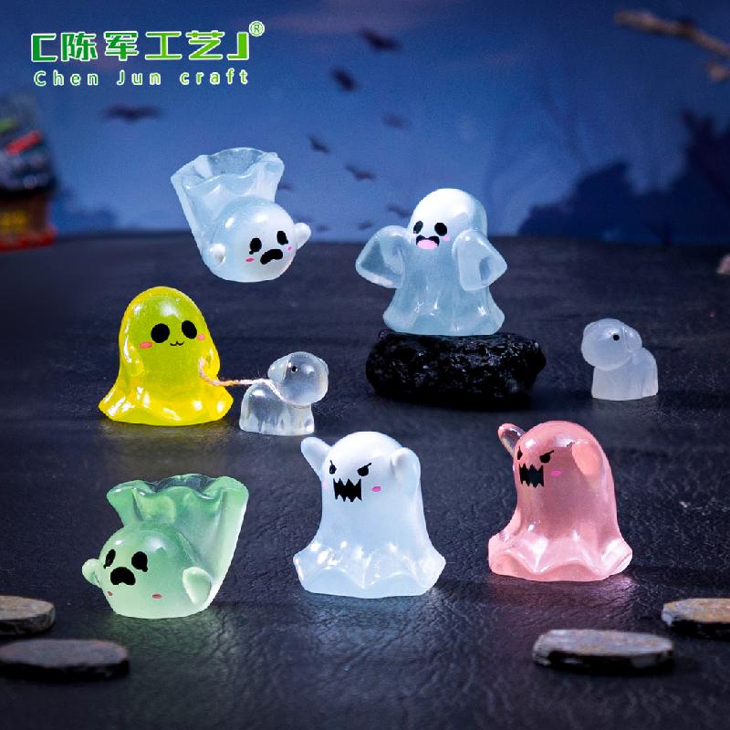 Phụ Kiện Tiểu Cảnh 跨境新品微景观创意夜光小幽灵节日造景 DIY装饰品配件迷你小摆件