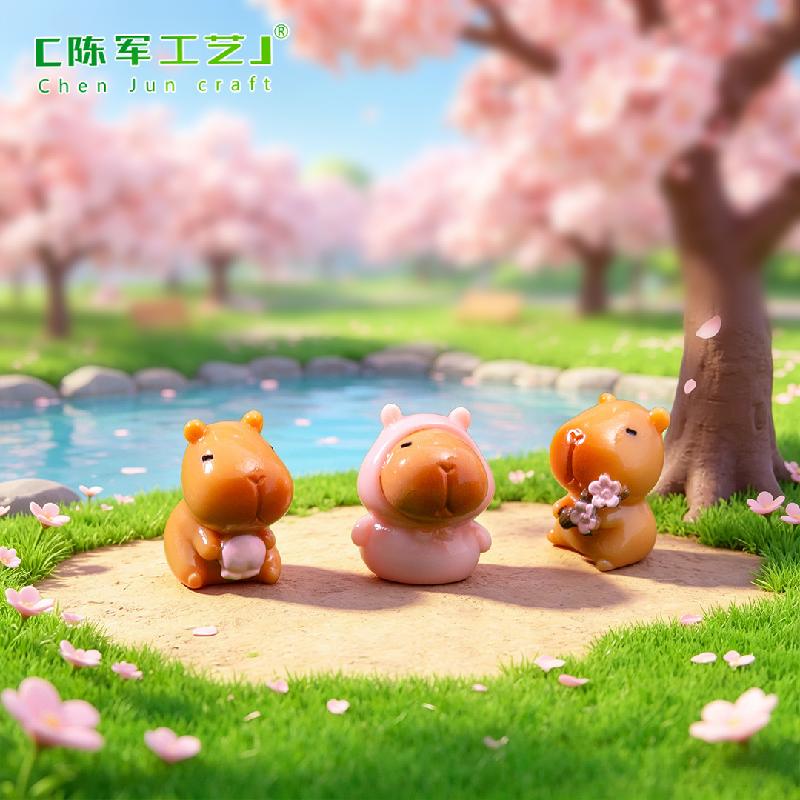 Capybara hoa anh đào mùa xuân mini tiểu cảnh (PK-700)