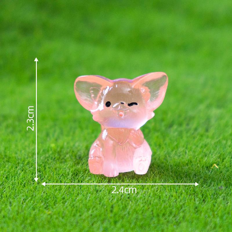 Tiểu cảnh cáo tai lớn phát sáng DIY, phụ kiện tiểu cảnh mini garden resin treo bàn cute (ZC-1423)