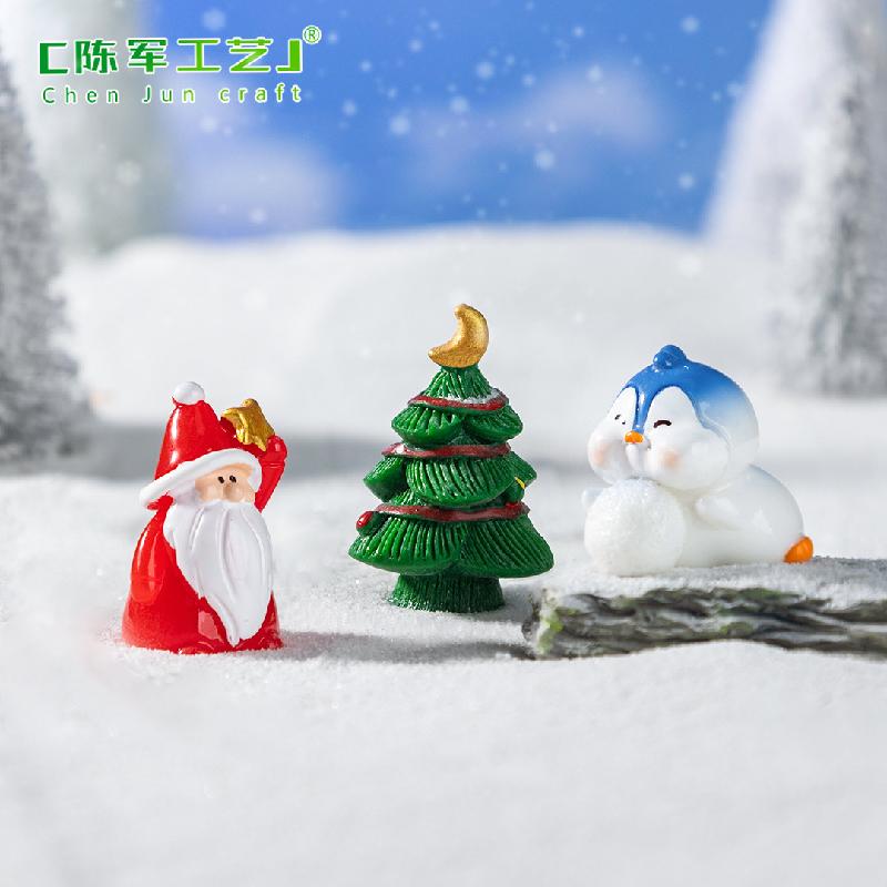 Phụ Kiện Tiểu Cảnh 微景观创意可爱圣诞老人企鹅雪地造景 DIY装饰配件迷你桌面小摆件