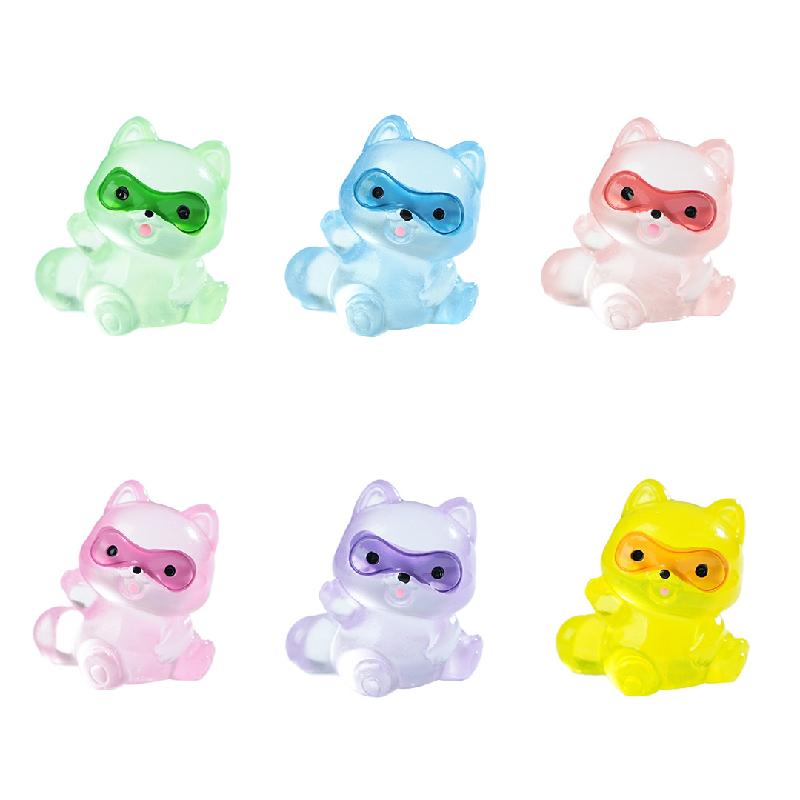 Tiểu cảnh gấu trúc raccoon phát sáng DIY, phụ kiện tiểu cảnh mini resin garden treo bàn xe cute (ZC-1472)