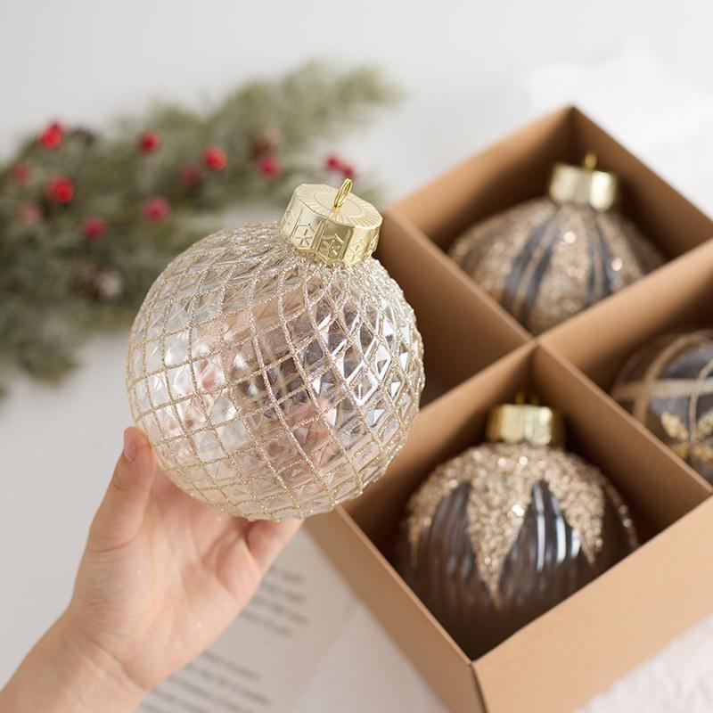 Trang Trí Noel Bóng Noel trong suốt 10/12cm PET vẽ màu, treo trần, cửa sổ, cây thông Noel, trang trí không gian lễ hội