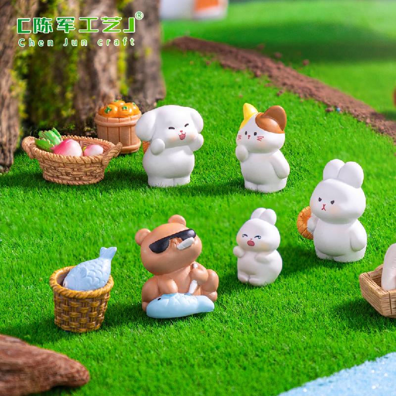 Phụ Kiện Tiểu Cảnh 微景观创意可爱小动物菜市场公仔 DIY装饰品挂配件迷你桌面小摆件