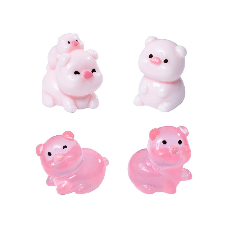 微景观可爱夜光胖墩墩小猪萌粒公仔DIY 装饰品配件迷你桌面小摆件