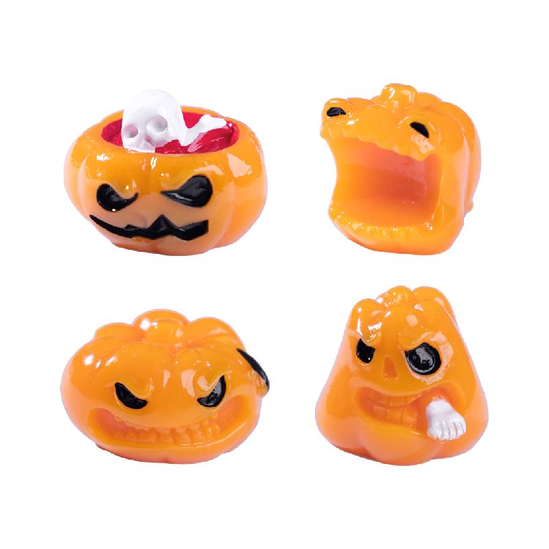 Tiểu cảnh bí ngô ma phát sáng Halloween DIY, phụ kiện tiểu cảnh mini resin cute (ZC-1126)