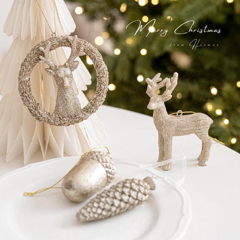 Trang Trí Noel Móc treo tuần lộc vàng trang trí cây thông Noel, phong cách Bắc Âu, đồ trang trí Noel sang trọng và hiện đại