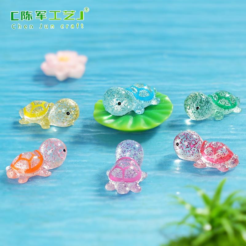 Phụ Kiện Tiểu Cảnh 跨境新品微景观创意细闪动物乌龟蝾螈 DIY装饰配件迷你树脂小摆件
