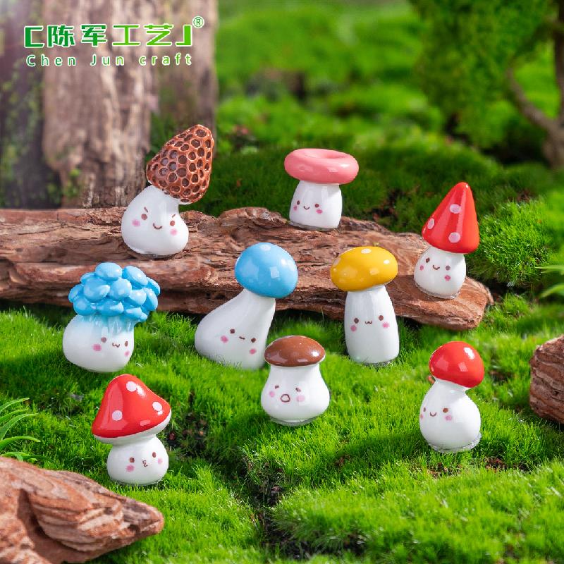 Phụ Kiện Tiểu Cảnh 跨境外贸微景观可爱歪头小蘑菇萌粒 苔藓园艺diy装饰品配件小摆件