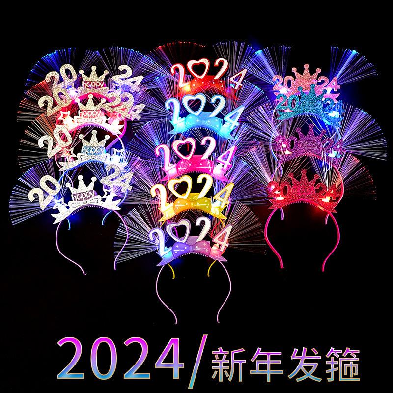 Trang Trí Noel Đầu kẹp phát sáng 2024, phụ kiện đầu cho New Year, tiệc tùng và sự kiện, ánh sáng LED, dành cho trẻ em.