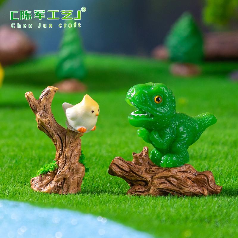 Phụ Kiện Tiểu Cảnh 跨境新品微景观创意写实恐龙树桩园艺造景 DIY装饰配件迷你小摆件