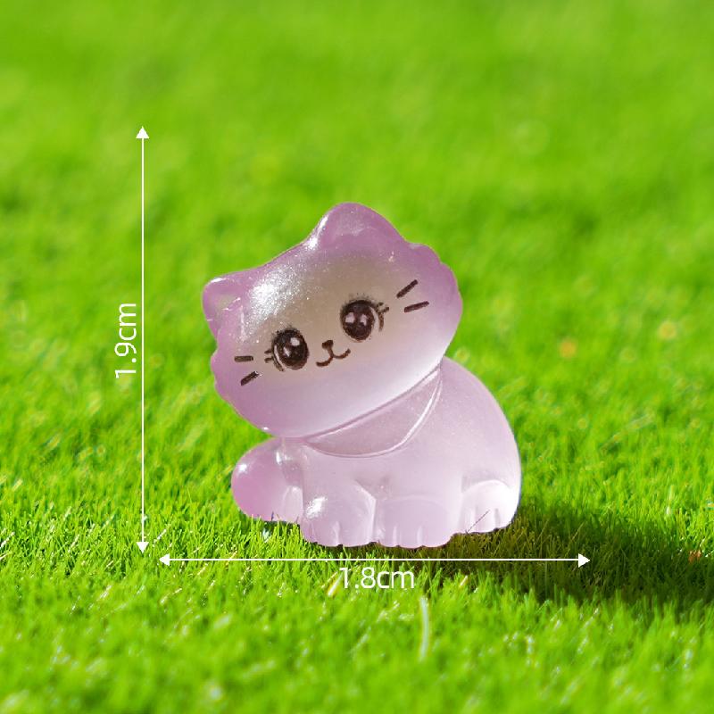 Tiểu cảnh mèo con nghiêng đầu phát sáng DIY, phụ kiện sân vườn tiểu cảnh mini (ZC-751)