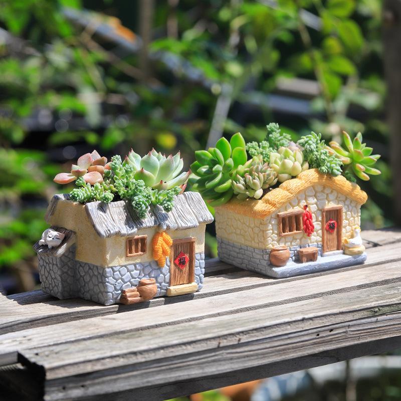 Chậu Cây Resin Chậu cây mọng nước resin phong cách vintage, chậu mini để bàn, tiểu cảnh cây xanh (RG-25)