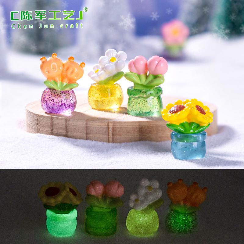 Phụ Kiện Tiểu Cảnh 微景观创意可爱向日葵郁金香鲜花 DIY装饰配件迷你车载桌面小摆件