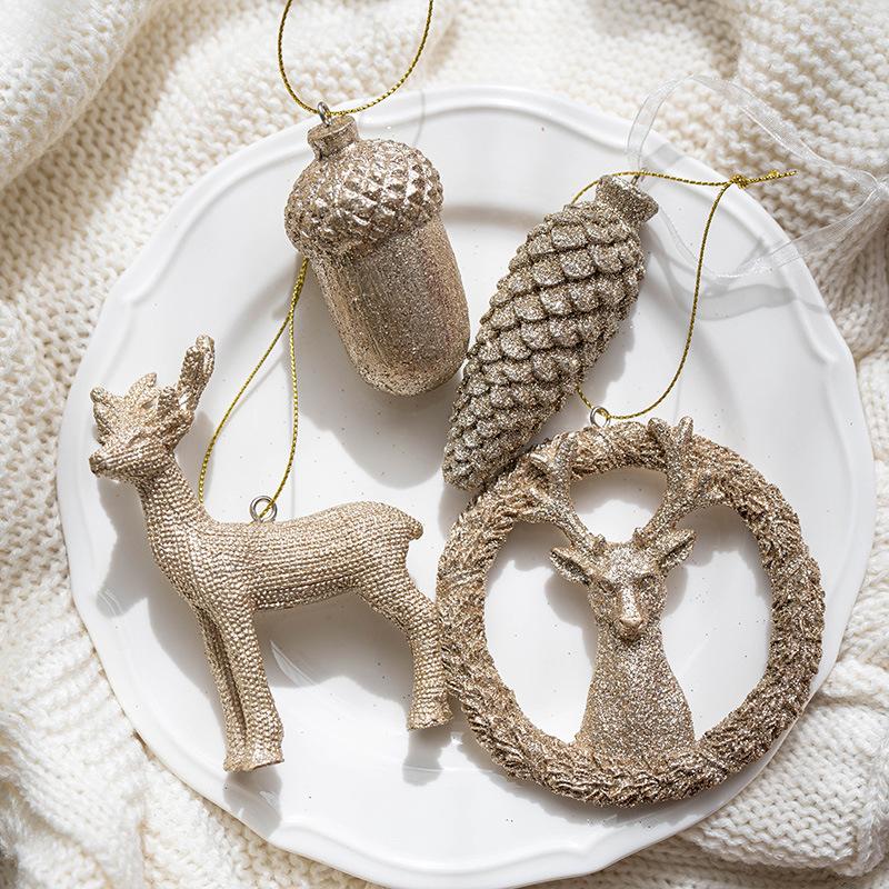 Trang Trí Noel Móc treo tuần lộc vàng trang trí cây thông Noel, phong cách Bắc Âu, đồ trang trí Noel sang trọng và hiện đại