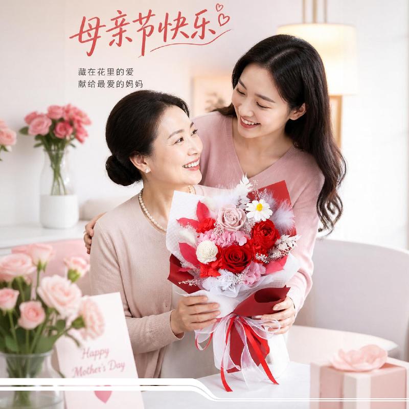 Hoa khô trang trí Bó hoa hồng vĩnh cửu quà sinh nhật Noel Valentine (HK-39)