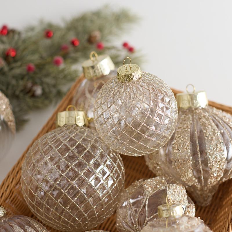 Trang Trí Noel Bóng Noel trong suốt 10/12cm PET vẽ màu, treo trần, cửa sổ, cây thông Noel, trang trí không gian lễ hội