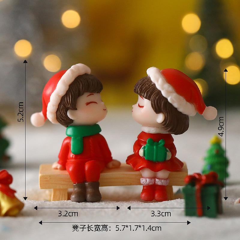 Tiểu cảnh Noel, cặp đôi Giáng Sinh, trang trí mini DIY (ZC-95)