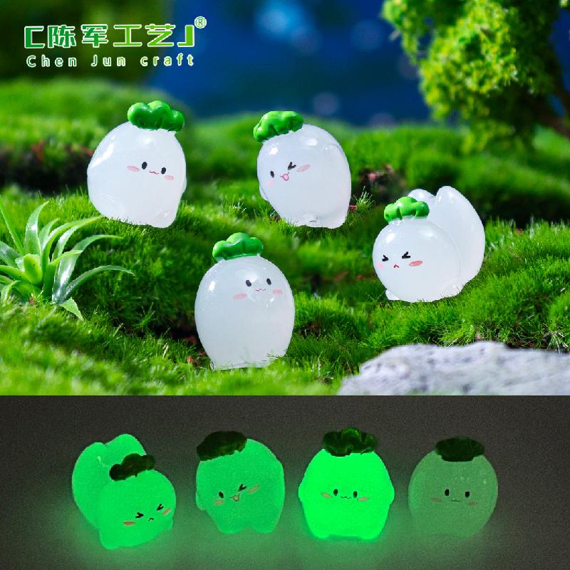 Phụ Kiện Tiểu Cảnh 跨境微景观创意可爱夜光萝卜精灵萌粒公仔 DIY装饰配件迷你小摆件