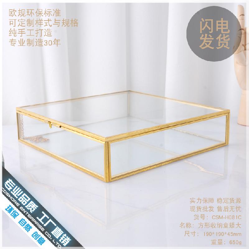 Chậu Đa Giác DG-55 Hộp gỗ vàng làm đẹp, chống bụi, hộp kính hoa bền đời