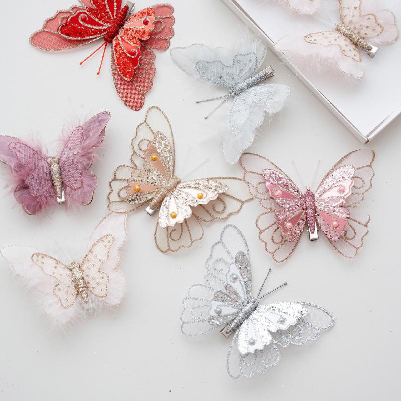 Trang Trí Noel Trang trí Giáng Sinh hình bướm hai lớp kim tuyến, phụ kiện cây thông Noel, đồ treo Noel đẹp và sang trọng