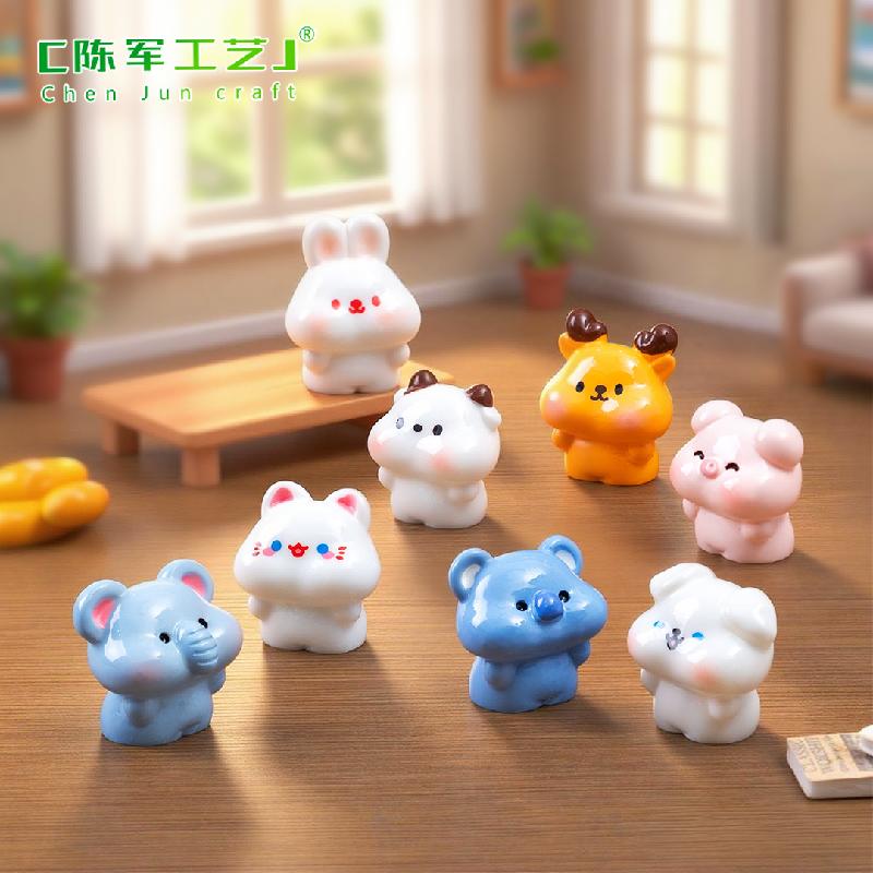 Phụ Kiện Tiểu Cảnh 微景观创意豆丁小动物小猪猫咪萌粒公仔 DIY装饰品配件迷你小摆件