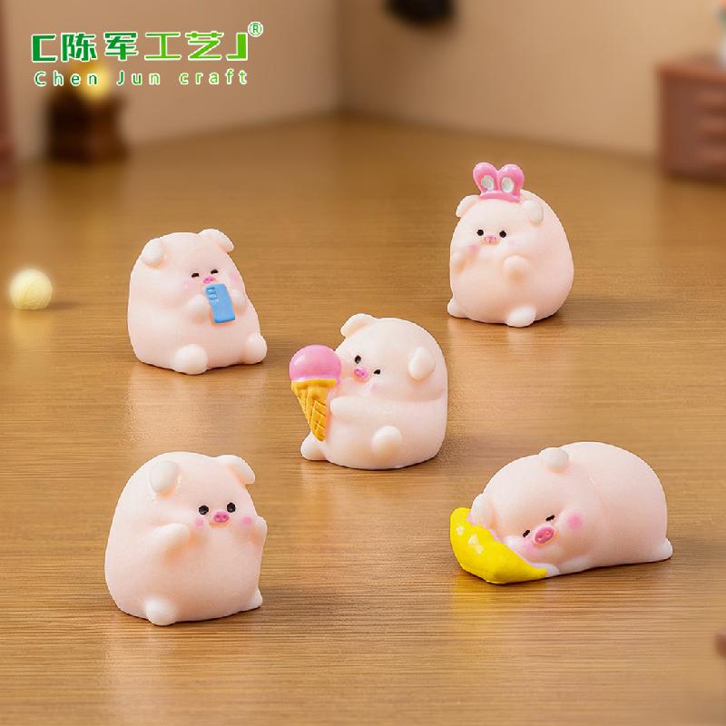 Phụ Kiện Tiểu Cảnh Tiểu cảnh heo con đáng yêu, phụ kiện trang trí xe hơi mini (ZC-472)