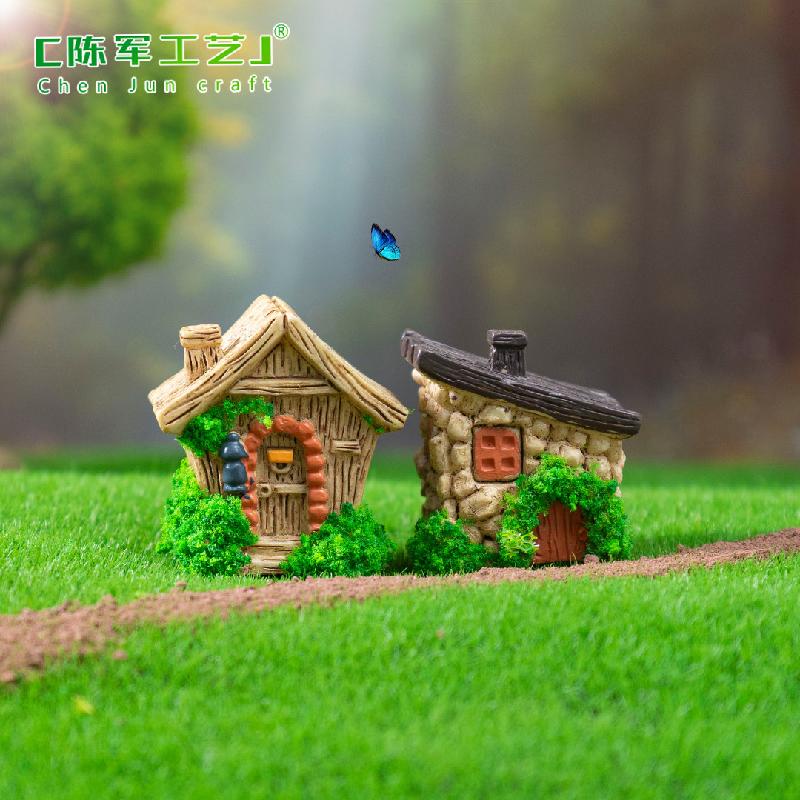 Phụ Kiện Tiểu Cảnh 跨境新品微景观树桩屋木椅砖片庭院造景 DIY装饰品配件迷你小摆件