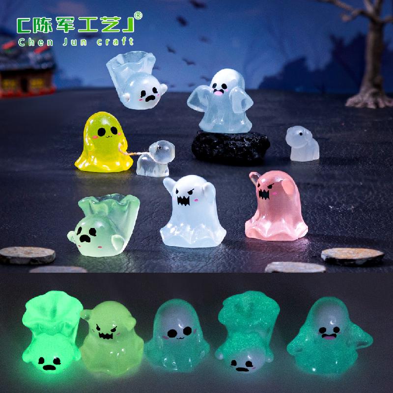Phụ Kiện Tiểu Cảnh 跨境新品微景观创意夜光小幽灵节日造景 DIY装饰品配件迷你小摆件