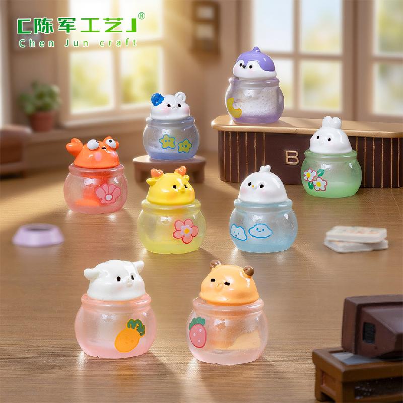 Phụ Kiện Tiểu Cảnh 微景观创意小小兔子动物冰杯仿真食玩 DIY装饰配件迷你桌面小摆件