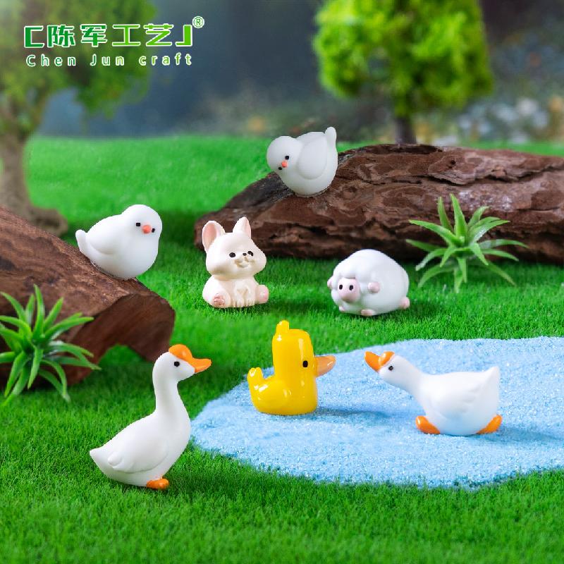 Phụ Kiện Tiểu Cảnh 微景观创意可爱动物小猫咪小黄鸭公仔 DIY装饰品挂配件迷你小摆件