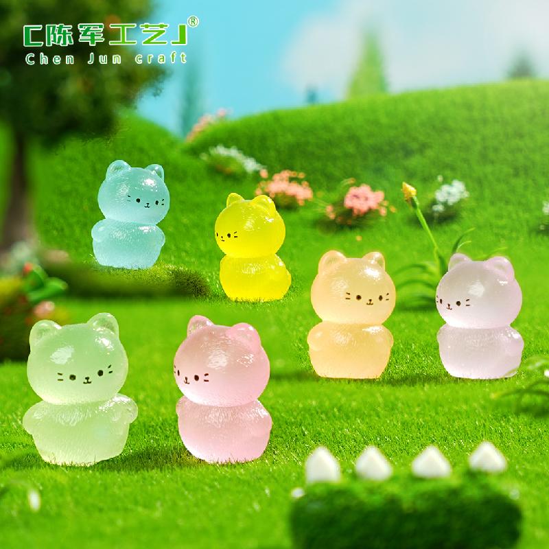 Phụ Kiện Tiểu Cảnh 微景观创意夜光猫猫萌粒公仔园艺造景 DIY装饰品挂配件迷你小摆件