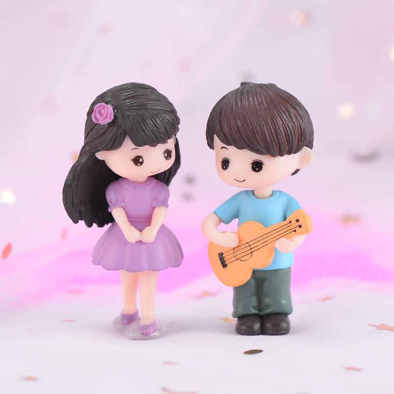 Tiểu cảnh đôi guitar, búp bê DIY, bánh kem, phụ kiện treo bàn tiểu cảnh mini (ZC-606)