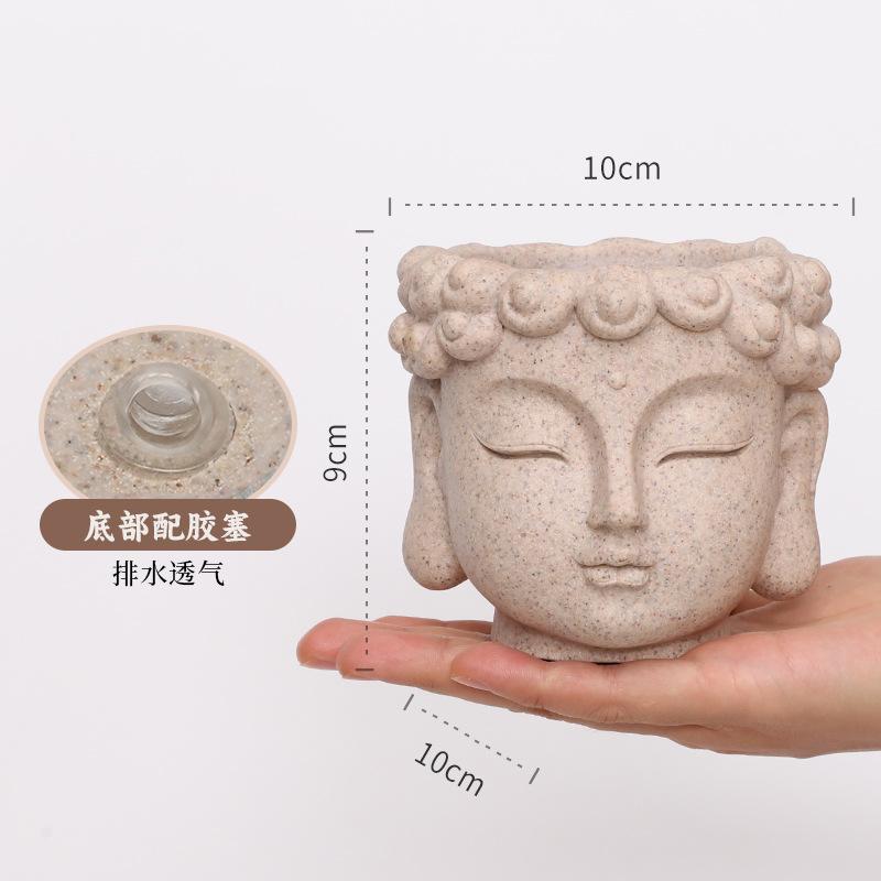 Chậu Cây Resin Chậu cây resin giả đá hình đầu Phật, chậu cây trang trí nhà, ban công và sân vườn (RG-14)