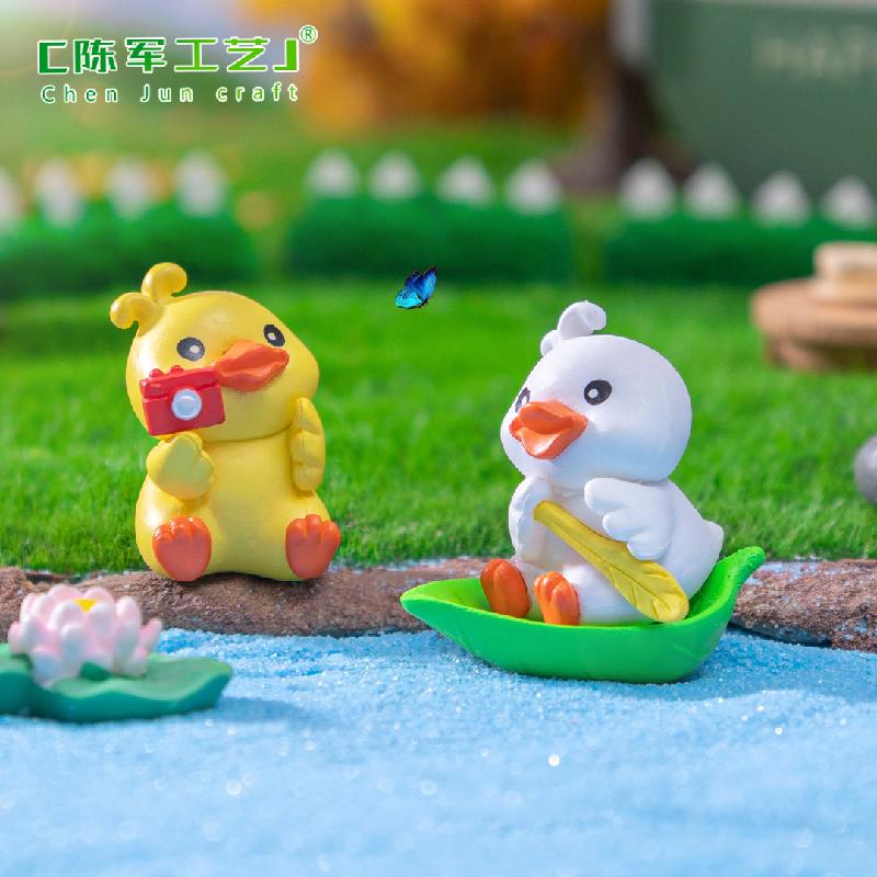 Phụ Kiện Tiểu Cảnh 微景观创意可爱欢乐小黄鸭公仔园艺造景 DIY装饰品配件迷你小摆件