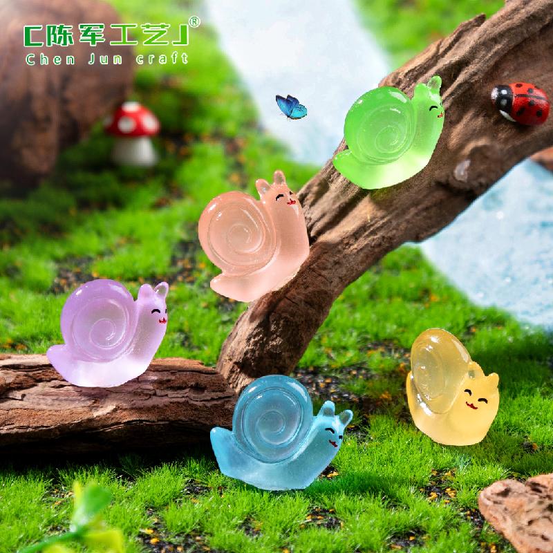 Phụ Kiện Tiểu Cảnh 跨境新品微景观创意夜光小蜗牛园艺造景 DIY装饰品配件迷你小摆件