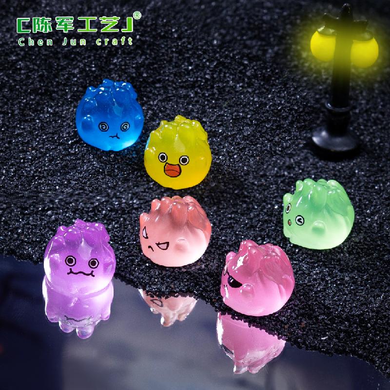 Phụ Kiện Tiểu Cảnh 跨境微景观创意夜光万圣节小火苗萌粒 DIY装饰品挂配件迷你小摆件