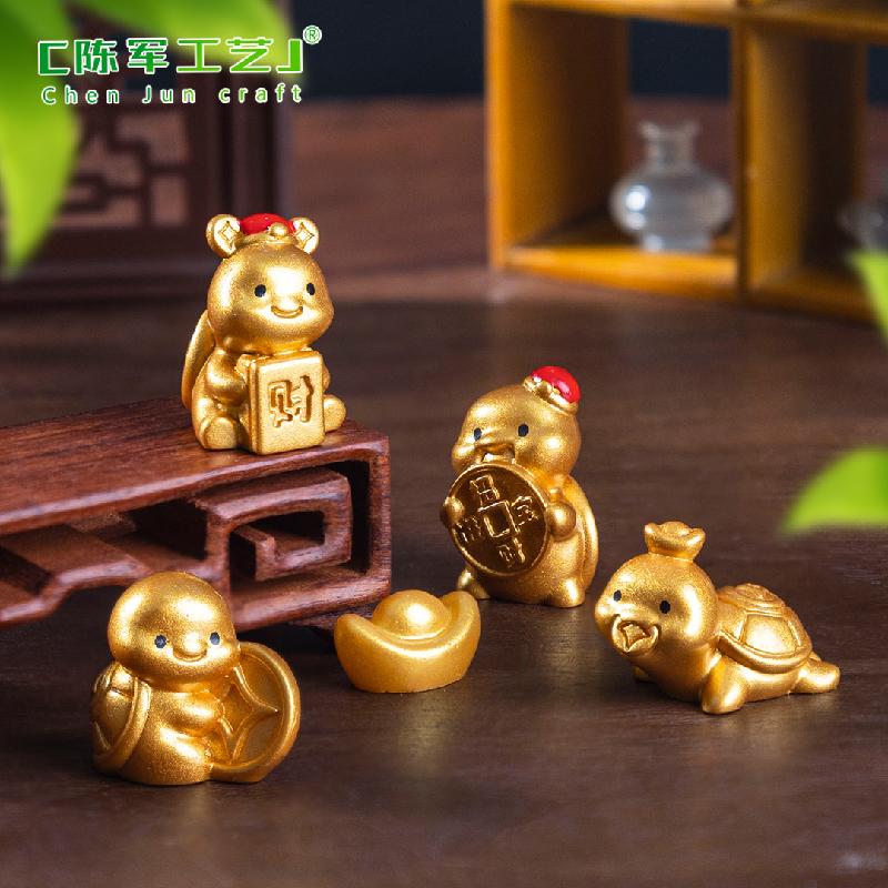 Phụ Kiện Tiểu Cảnh 微景观创意元宝金龟聚财萌粒 DIY装饰品挂配件迷你车载桌面小摆件