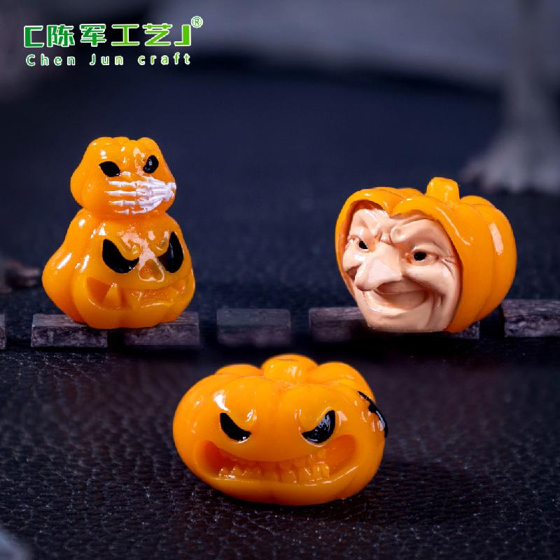 Phụ Kiện Tiểu Cảnh 跨境外贸微景观创意南瓜幽灵万圣节造景 DIY装饰品配件迷你小摆件