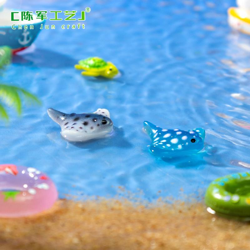 Phụ Kiện Tiểu Cảnh 微景观创意游泳圈气垫船海洋动物水族造景 DIY装饰配件迷你小摆件