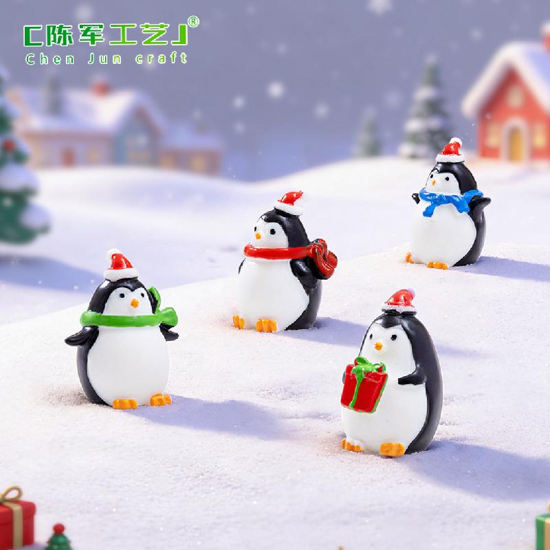 Tiểu cảnh chim cánh cụt Noel, phụ kiện trang trí dễ thương mini (ZC-560)