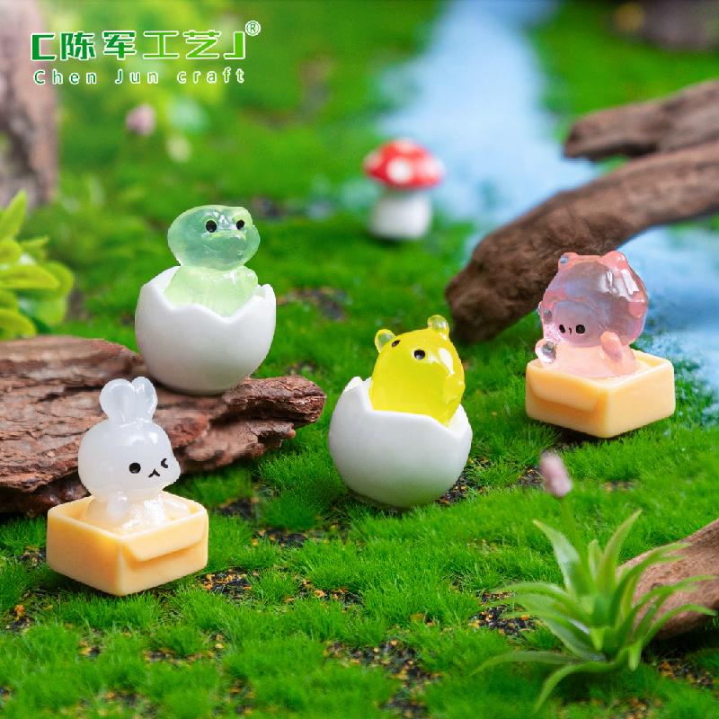 Phụ Kiện Tiểu Cảnh 微景观创意夜光蛋壳小鸡小兔公仔园艺造景 DIY装饰品配件迷你小摆