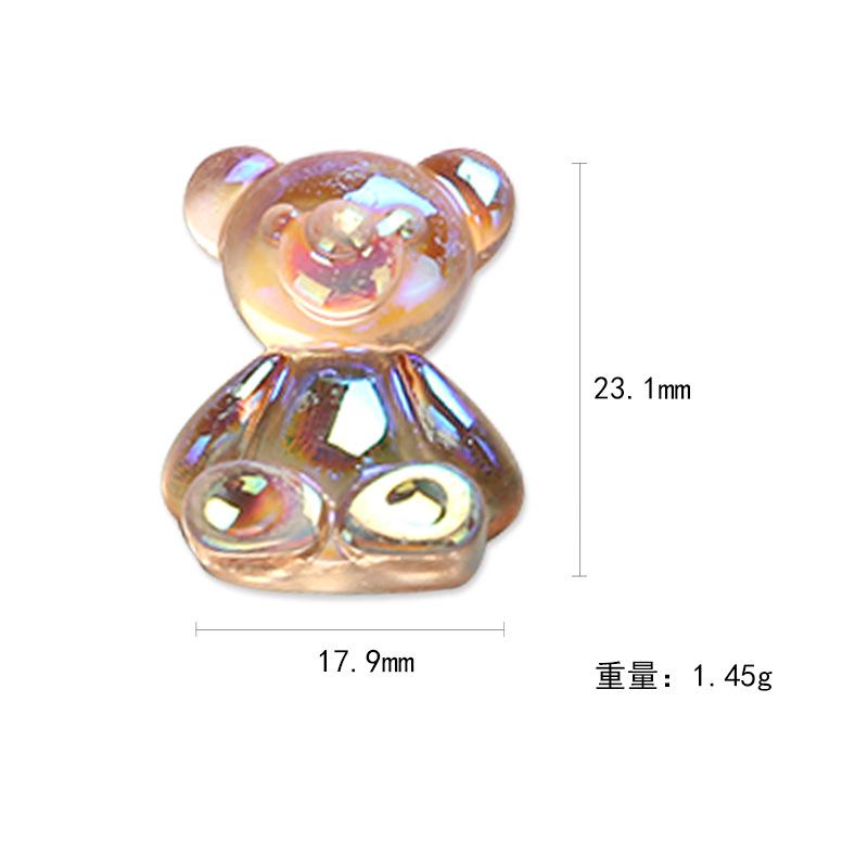 幻彩电镀AB彩小熊 diy树脂吊坠耳环钥匙扣挂件 手机壳配件
