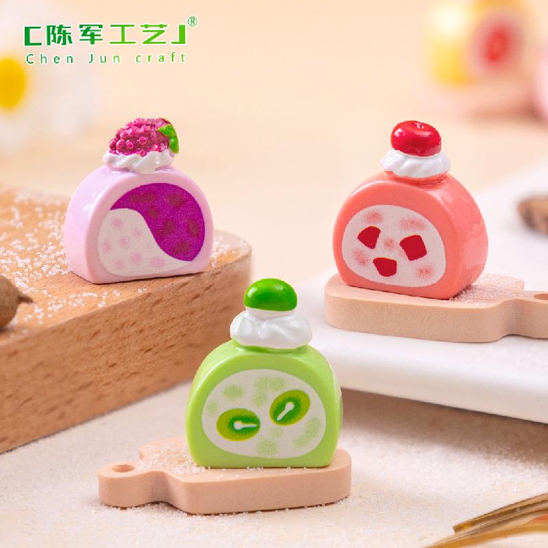 Phụ Kiện Tiểu Cảnh 微景观创意仿真甜品水果蛋糕卷食玩 DIY装饰品配件微缩迷你小摆件