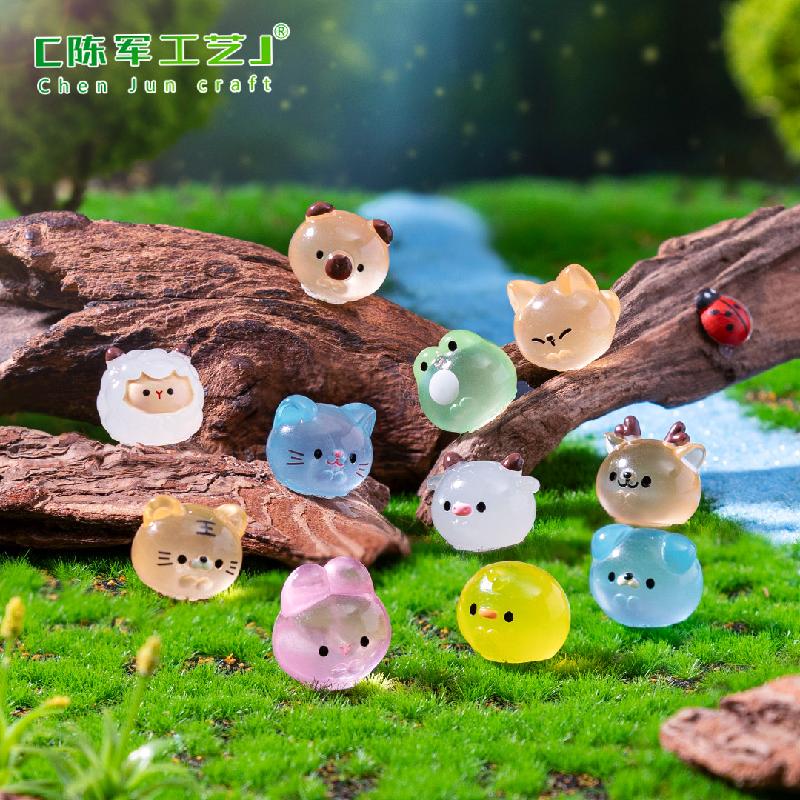 Phụ Kiện Tiểu Cảnh 微景观创意夜光小动物团团萌粒园艺造景 DIY装饰品配件迷你小摆件