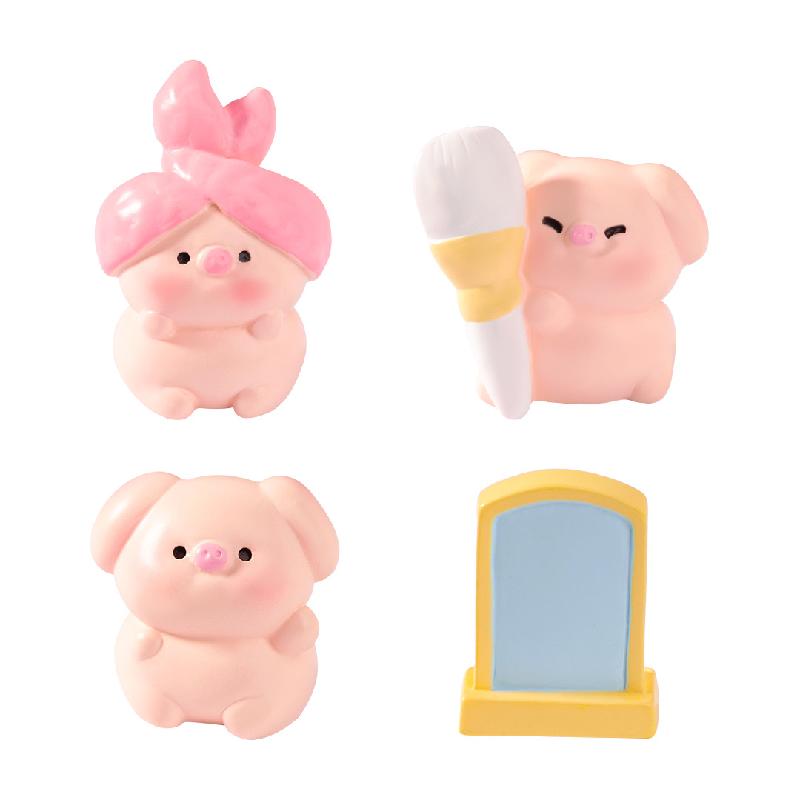Tiểu cảnh heo trang điểm DIY, phụ kiện tiểu cảnh mini resin garden treo bàn xe đáng yêu cute (ZC-1477)