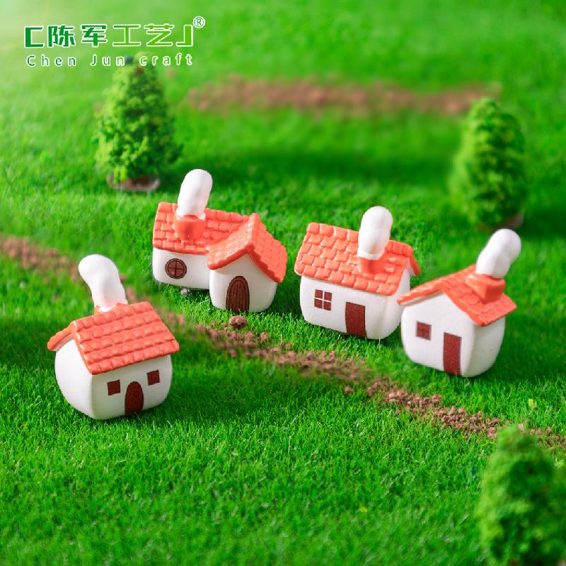 Phụ Kiện Tiểu Cảnh 微景观创意红瓦烟囱乡村小房子园艺造景 DIY装饰品配件迷你小摆件