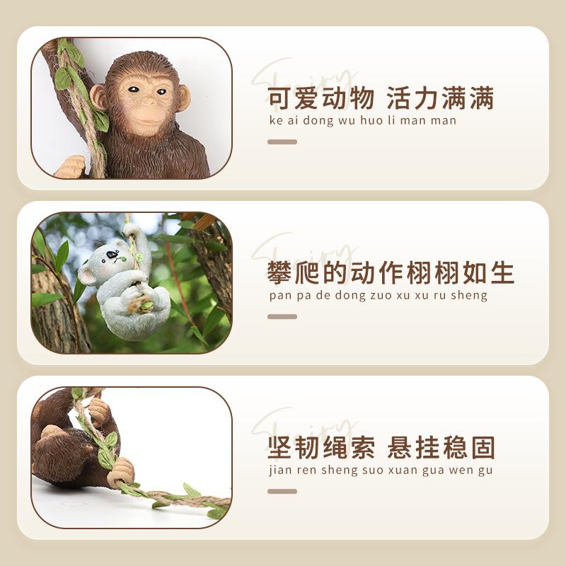 Chậu Cây Resin Móc treo khỉ và gấu koala resin, phụ kiện tiểu cảnh sân vườn, trang trí vườn ngoài trời (RG-51)