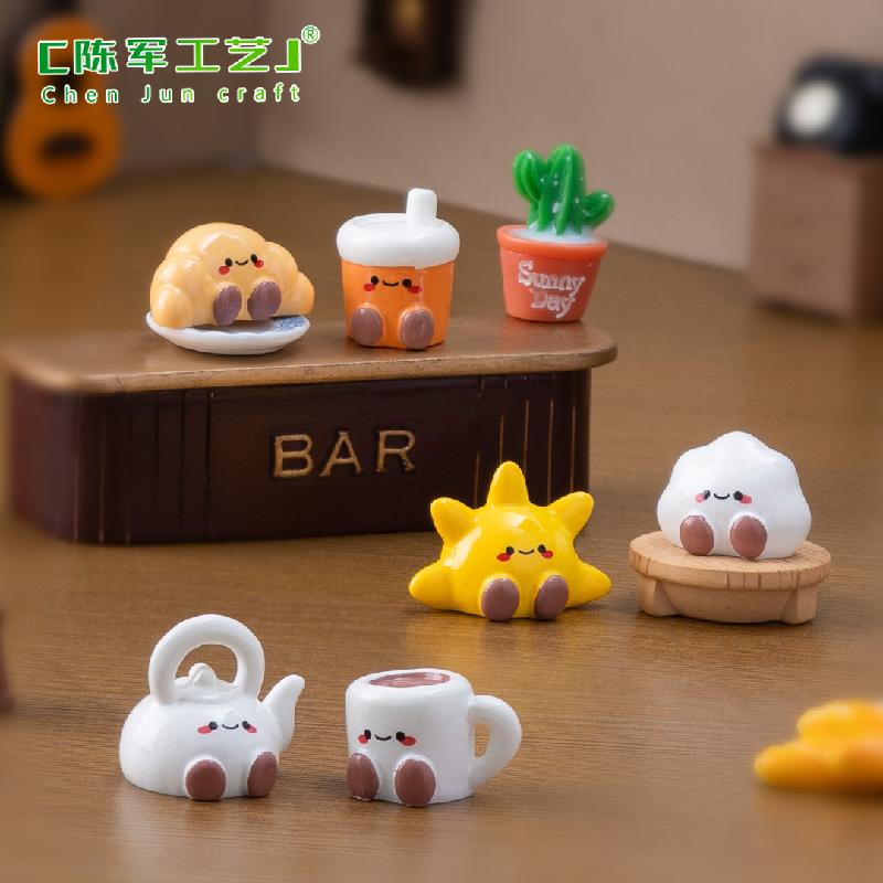 Phụ Kiện Tiểu Cảnh 微景观创意治愈小动物牛角包太阳萌粒 DIY装饰品挂配件迷你小摆件