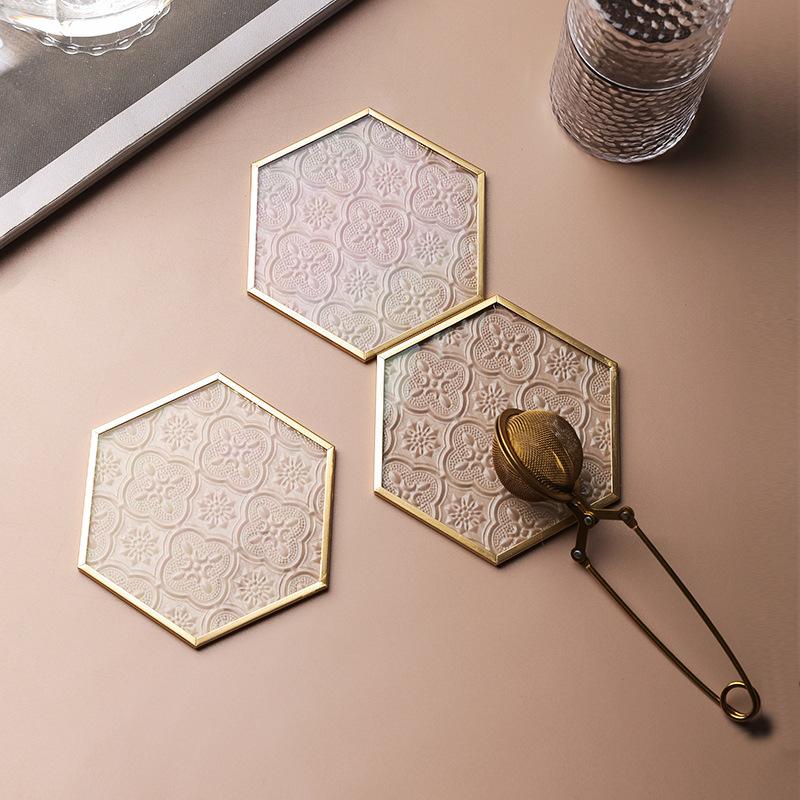 Chậu Đa Giác Đế ly kính viền vàng Bắc Âu (DG-82)