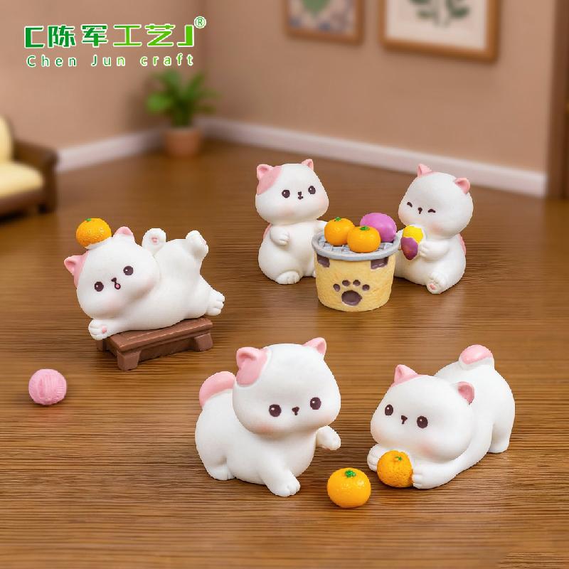 Phụ Kiện Tiểu Cảnh Tiểu cảnh mèo quanh lửa, nhà búp bê trà mini dễ thương (ZC-94)